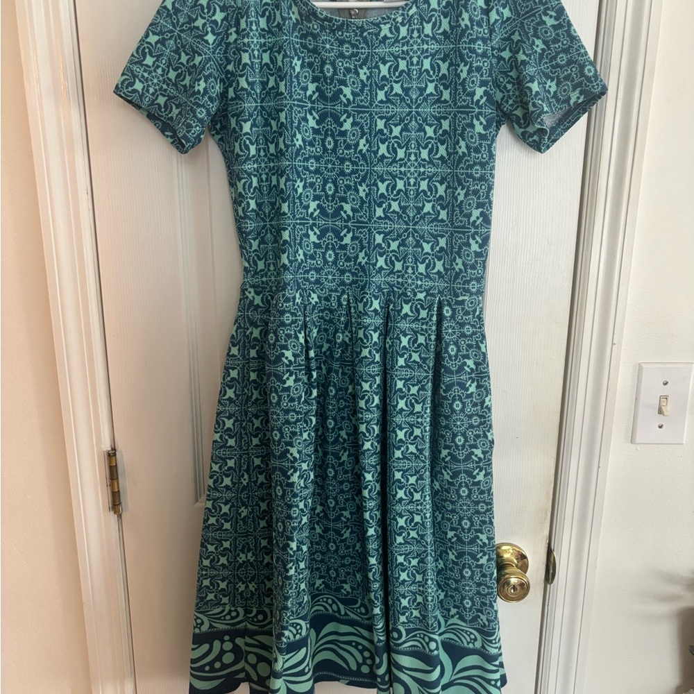 LuLaRoe Teal and Aqua Midi Dress